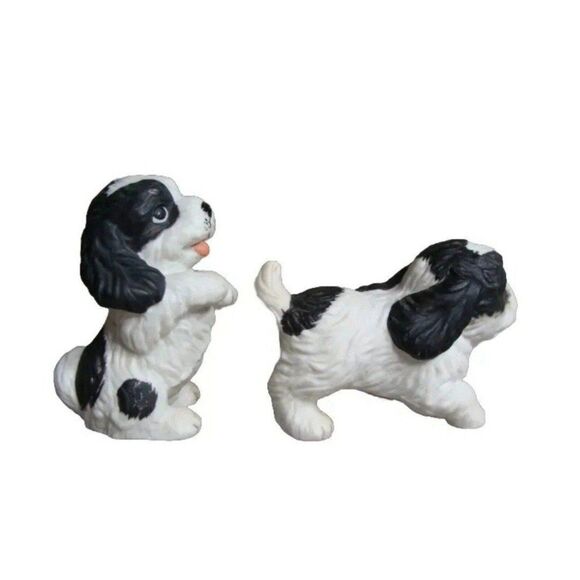 Homco Set of 2 Black White DOG Figurines # 1427 Spaniels - Picture 3 of 9